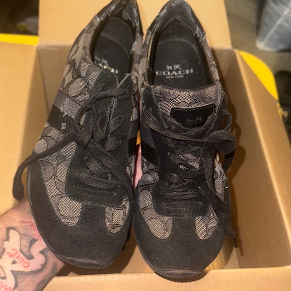 Coach Women's Black and Gray Patterned Sneakers - Picture 1 of 7